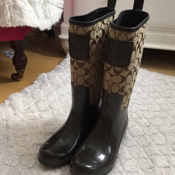 brown coach rain boots